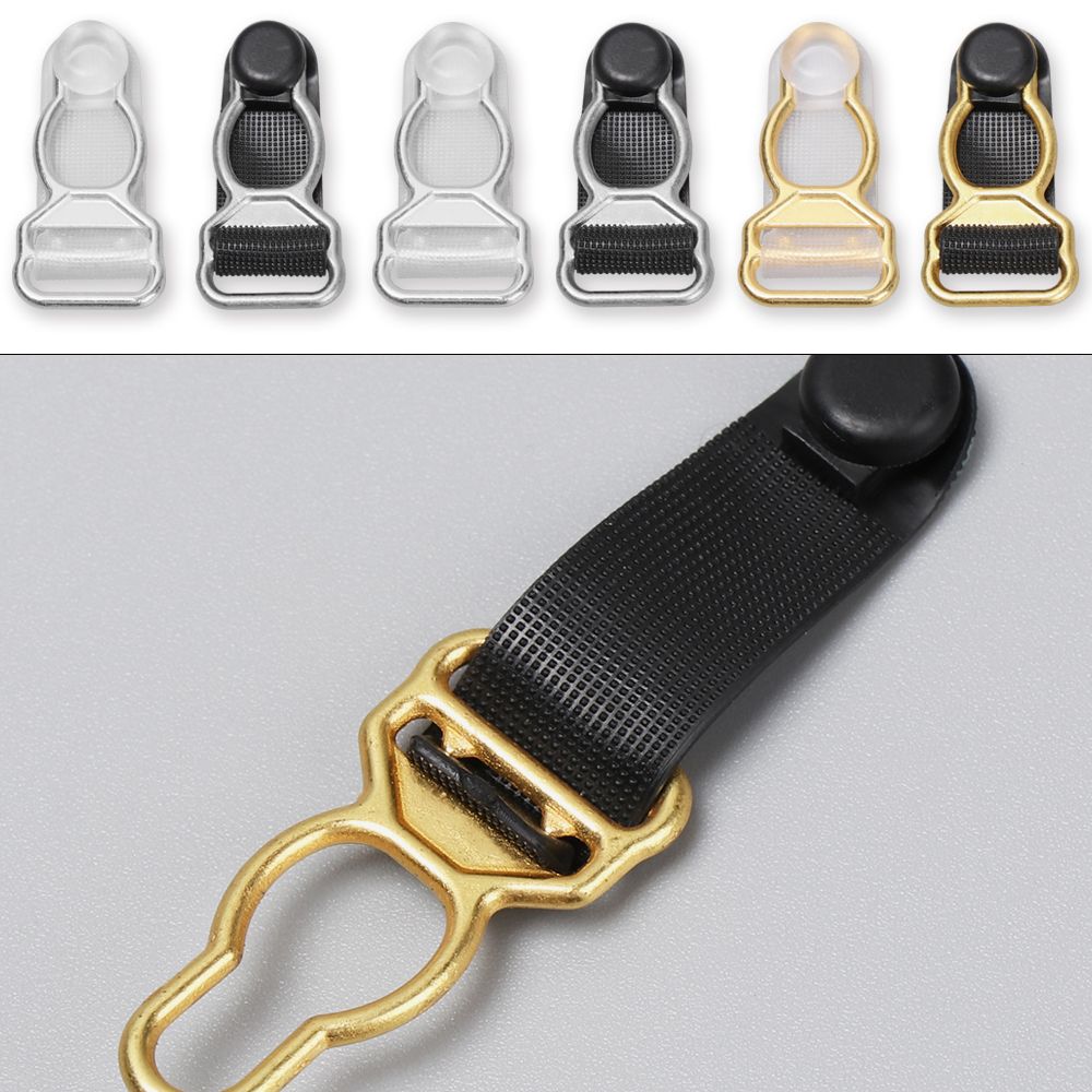 10/12 mm 10 Pcs Rubber+Metal Black Corset Leg Garter Belt Clip Hooks Adjusting Suspender Ends Buckles Hosiery Stocking Grips