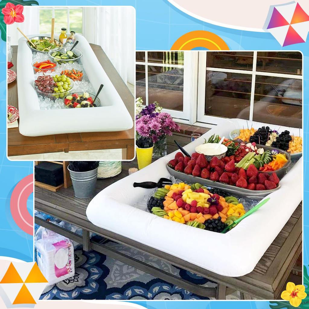 Inflatable Cooler Serving Bars Pool Party Coolers Food Holder Ice for BBQs Picnics Indoor Outdoor Luau Supplies with Drain Plug