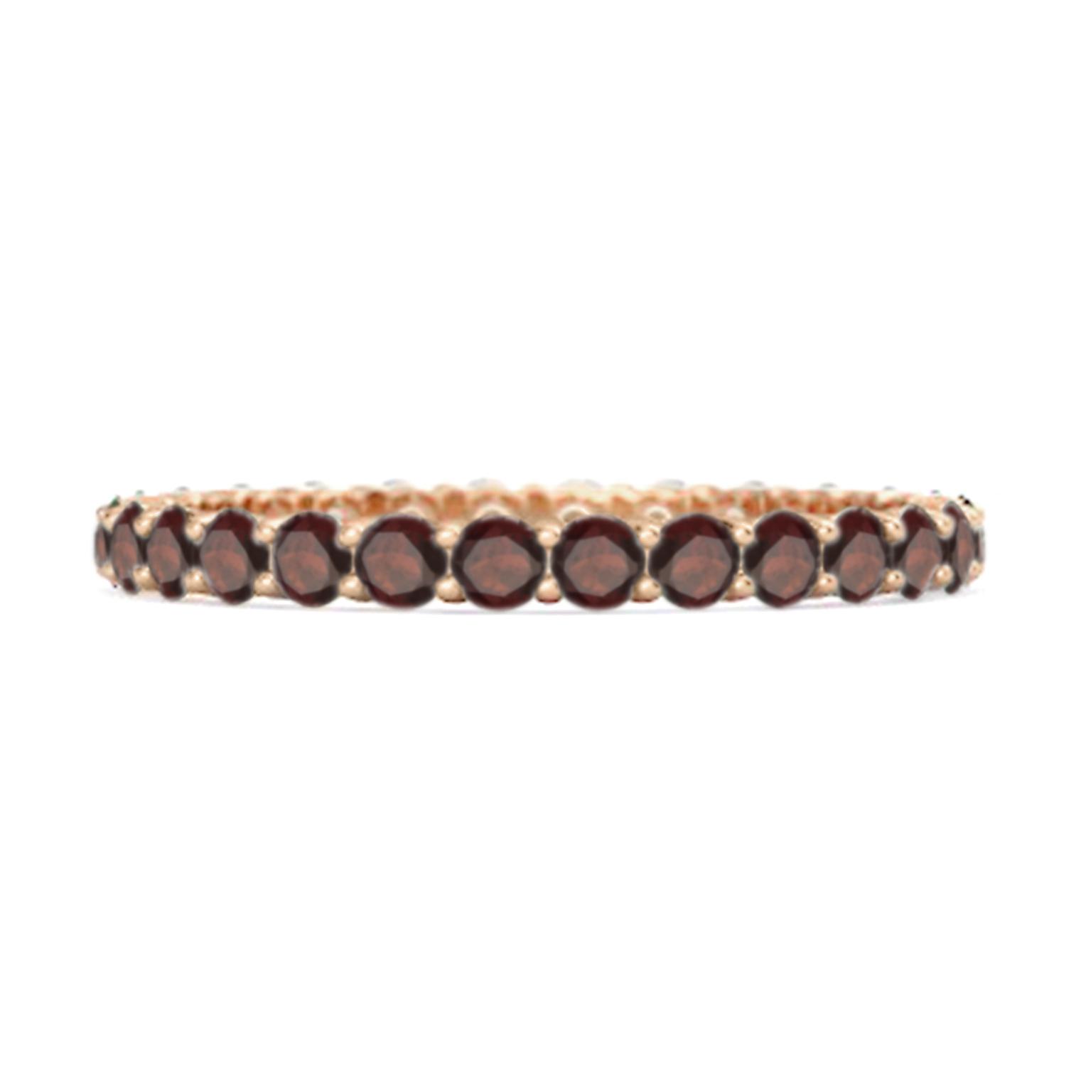 Garnet Full Eternity Ring - 925 Sterling Silver Rose Gold Vermeil 6