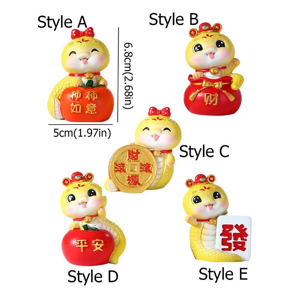 Mini Cartoon Snake Figurines Resin Car Interior Ornament Cute Snake Ornament  Spring Festival