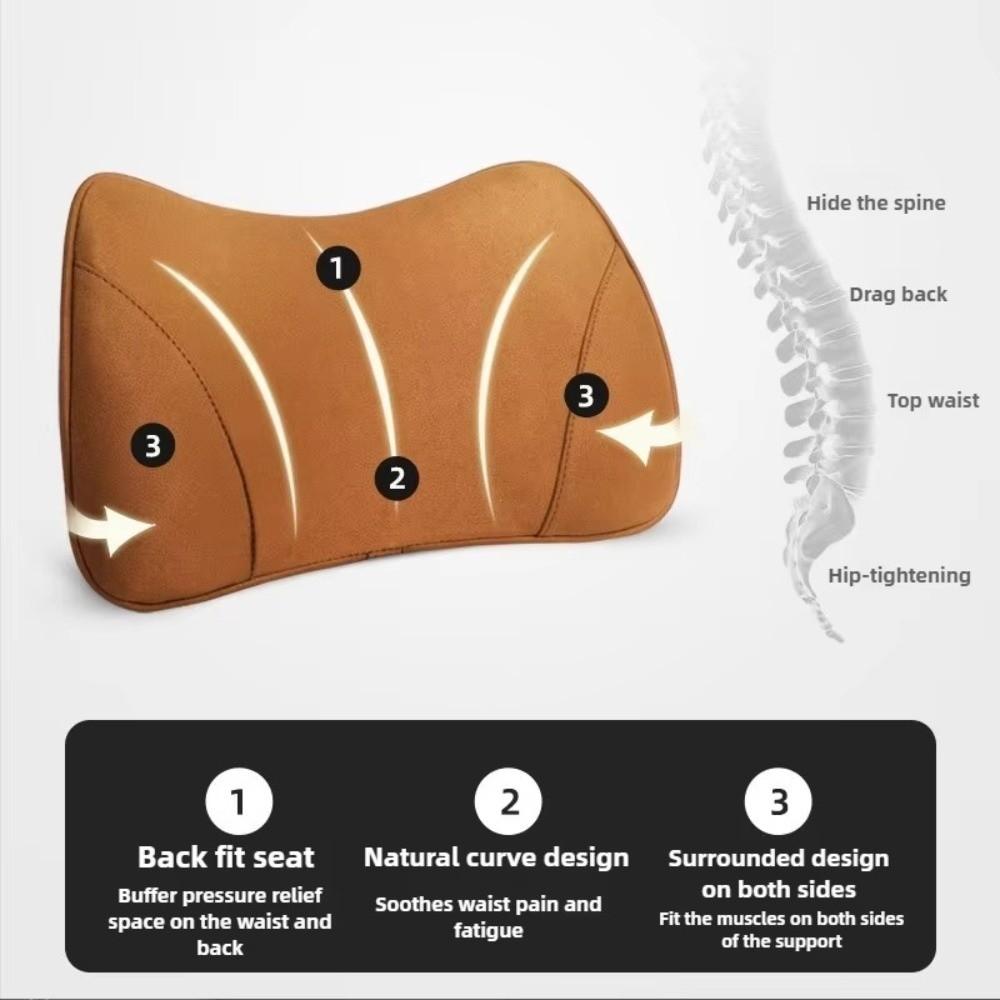 Luxury Suede Lumbar Pillow Lower Back Pain Relief Memory Foam Lumbar Support Pillow Comfort Memory Foam Pillow Vehicle Seats