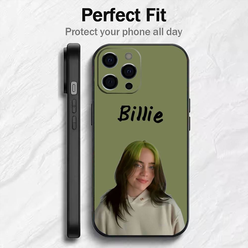 Billie Singer E-Eilish WILDFLOWER Phone Case For iPhone17,16,15,14,13,12 Plus,Max Soft Silicone Black Cover