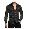 Men's Autumn Fashion Shiny Solid Color Casual Versatile Party Shirt