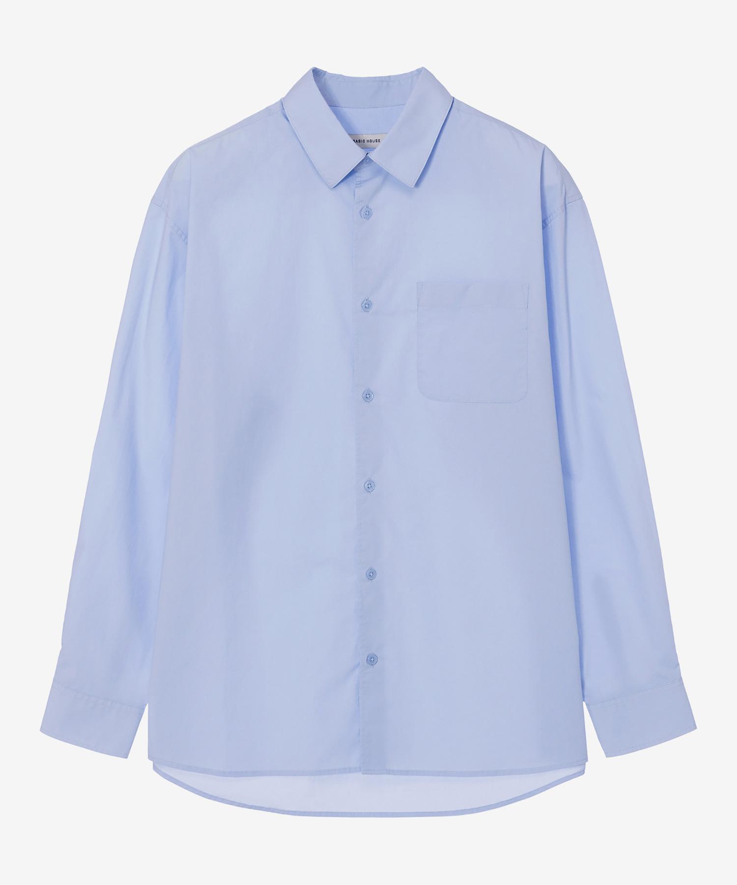 Basic House Cotton Semi-Overfit Poplin Long Sleeve Shirt Sky Blue Lzws0102 Sb/100