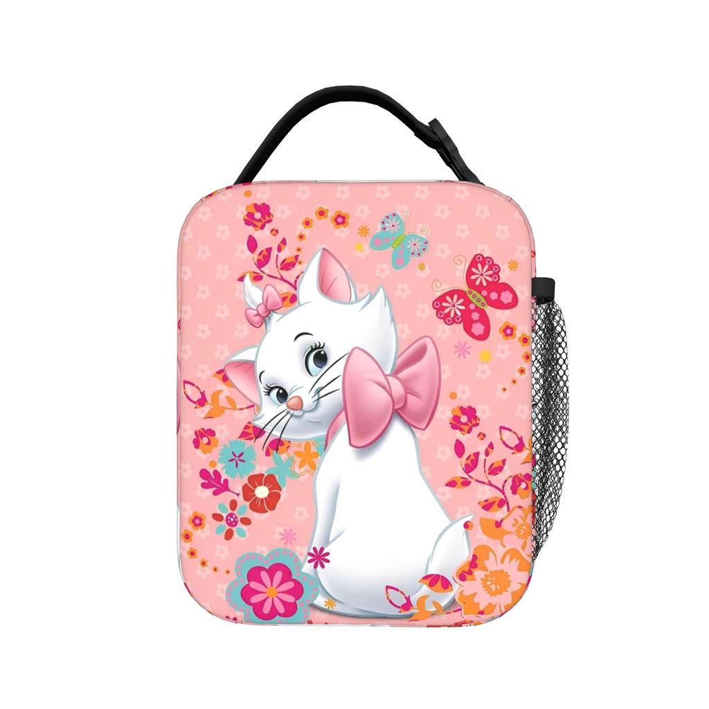 Maries Cat Insulated Lunch Bags Cooler Bag Reusable,Meal Container Cute Kitten Anime Large Tote Lunch Box Food Bag