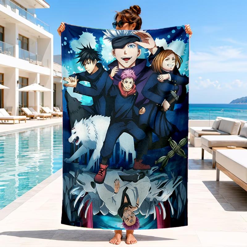Jujutsu Curse Battle Beach Towel, Microfiber Beach Towel, Perfect For Pool, Beach, Travel, Home Decor Beach Party Fan gifts