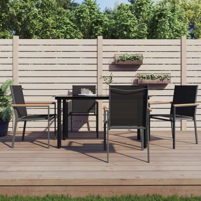 VidaXL Garden Dining Set 5 Pcs Black Textilene and Steel 3187043