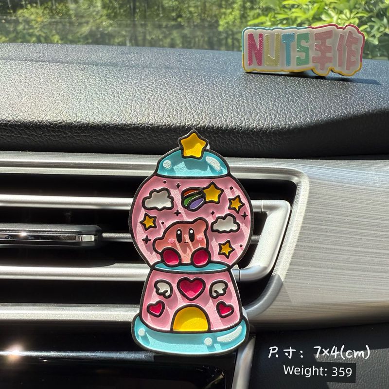 Kirby-Themed Creative Car Air Freshener Diffuser Stone, Essential Oil Perfume, Niche Handmade High-End Car Decoration
