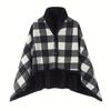 Double-Layer Fleece Shawl Blanket with Buckle - Warm, Multifunctional Office Blanket for Women
