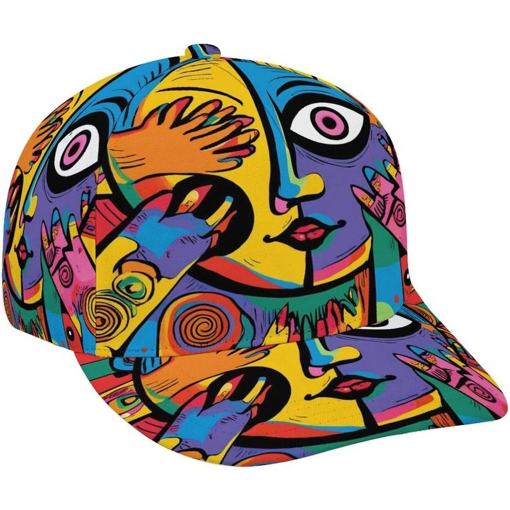 Żywe Abstrakcyjne Surrealistyczne Sztuka Odważna Kolorowa Twarz Odbicie Dłoni Kapelusze Czapki dla Mężczyzn Kobiet Miękkie Snapback Czapka Taty Letnie Kapelusze Wędkarskie