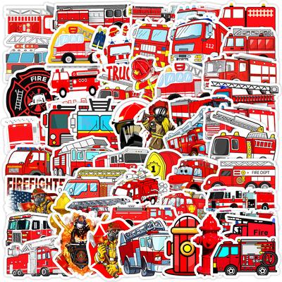 50 Fire Truck Graffiti Stickers Suitcase Car Notebook Skateboard Water Cup Waterproof Decorative Stickers