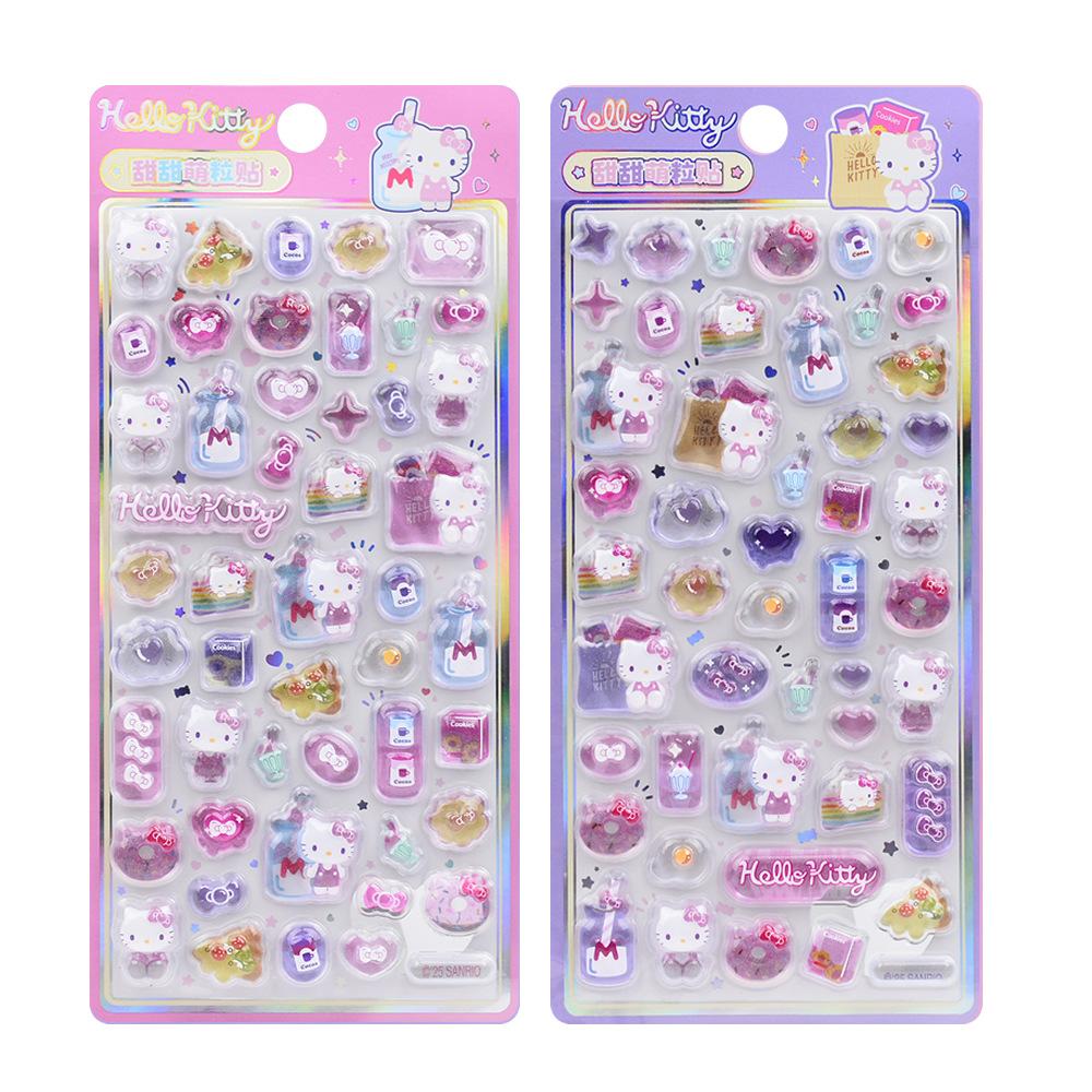 Jelly Sticker Toy DIY Crystal Decoration 3D Sticker Sanrio Hellokitty Black Beauty Melody Animation Theme Children’s Art Craft