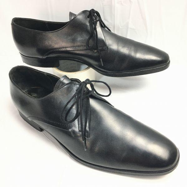 80s HEINRICH DINKELACKER (Former APOLOO) Plain Toe Shoes Black size 9.5 27.8 Vintage /WZF-32(USED)