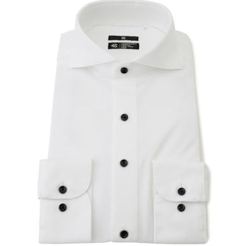 SUIT SELECT 4S BLACK LINE Slim Fit Men's Dress Shirt Non-Iron Stretch Cutaway Collar White Dobby L Size 41-86