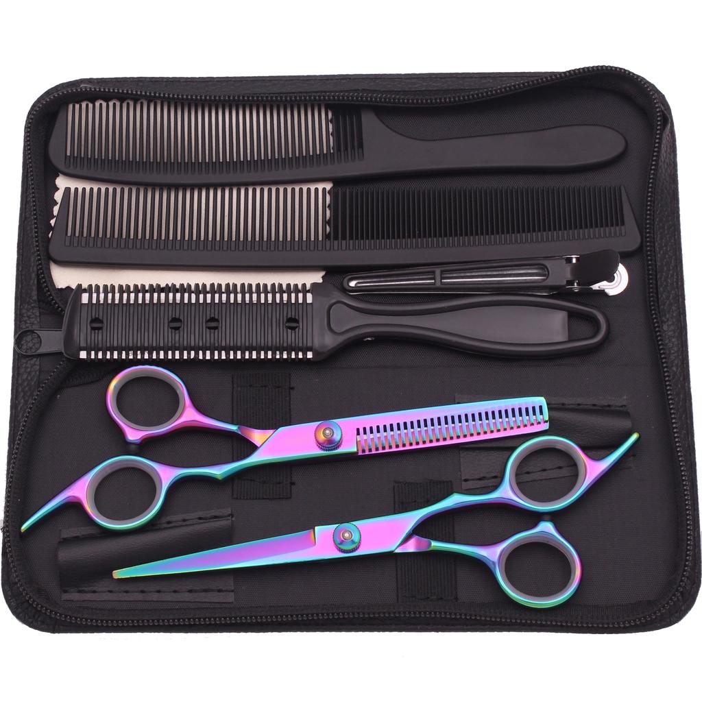 Haarschere 6" Edelstahl Haarschneideschere Friseur Ausdünnschere Haarschnitt Rasiermesser Kamm Wape Set für Friseurbedarf Dropshipping