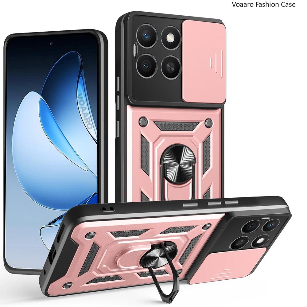 Slide Lens Armor Funda for Honor 400 Smart 5G Case for Honor X7D X7C X5B Plus 4G 200 Smart Case Magnetic Ring Stand Holder Cover