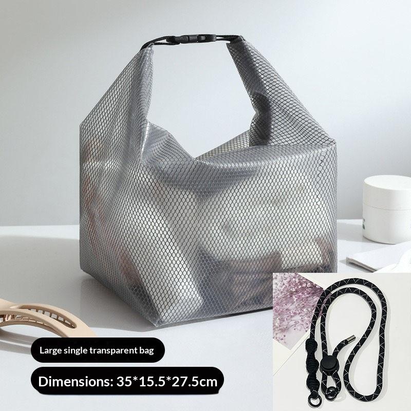 

Makeup Bag Beach Large-Capacity Water-Proof Cosmetics Bag Travel Toiletries Pouch Trendy Girl Wash Bag With Lanyard S Black white rope