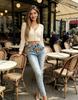 Spring/Summer 2026 Women's High-Waisted Rhinestone Straight-Leg Denim Jeans (Slimming)