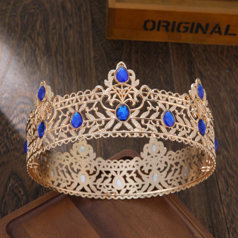 Men's Golden King Crown Tiara Adult Birthday Crown Halloween Stage Opera Performance Unisex