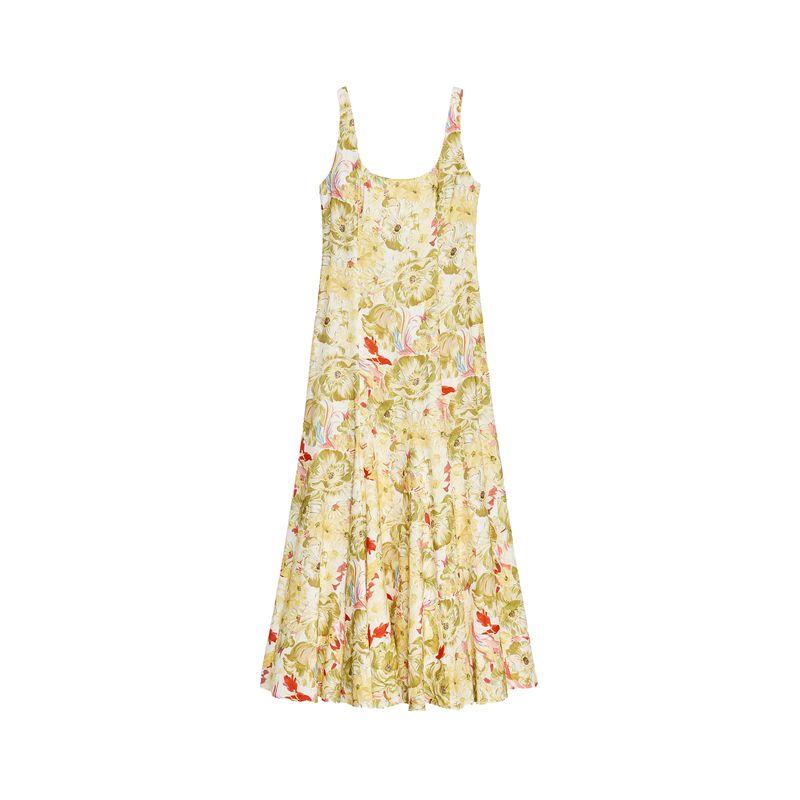 Zaprha 2025 New Arrival Elegant Graceful Linen Blended Printing Slip Dress Waist-Tight Slim Looking 3292175