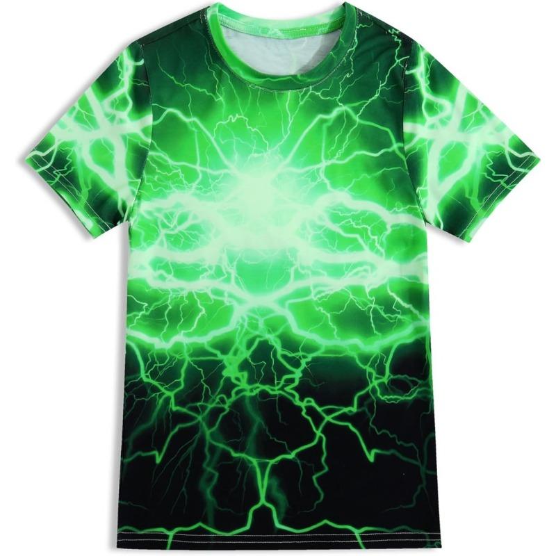 Boys Girls T-Shirts 3D Graphic Shirts Kids Neon Novelty Youth Short Sleeve Glow Tees Animal Print Tees S