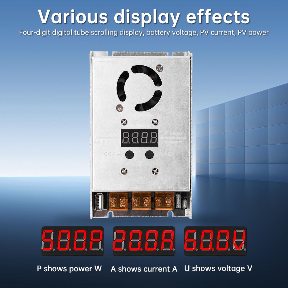 

MPPT 500W 20A Solar Charge Controller DC18-80V Input Buck Charging Solar Buck Controller Auto Recognition 12V 24V 20A
