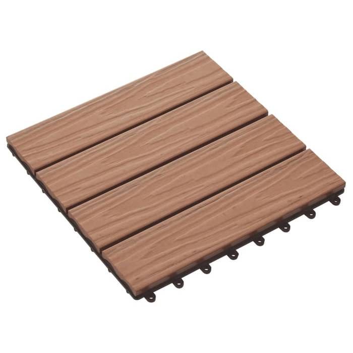 VidaXL 11x Carreau de Terrasse Relief WPC 30x30 cm 1 m² Marron Dalle de Jardin 45034