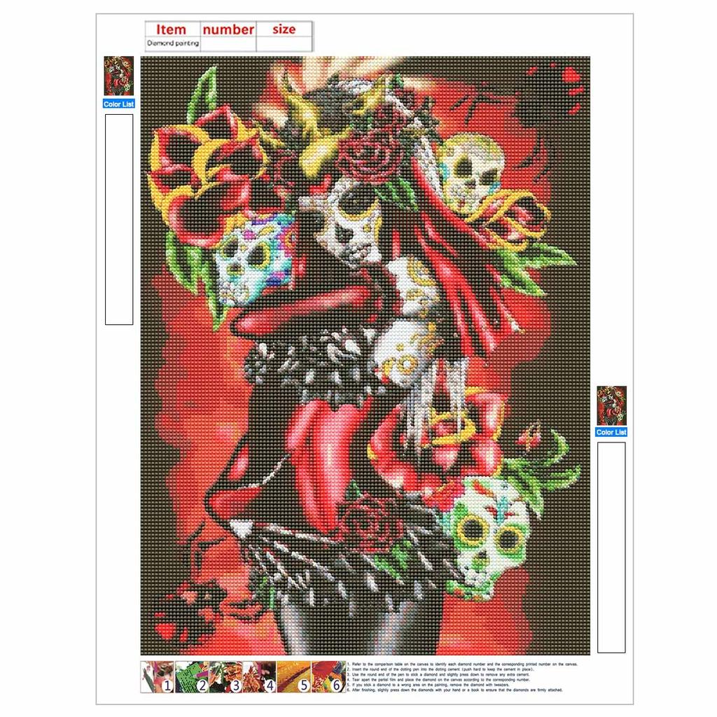 Dia De Los Muertos 5D Diamond Painting Full Round Drill Mosaic Diamond Embroidery Belief in Heart Cross Stitch Kits Home Decor Home Decor