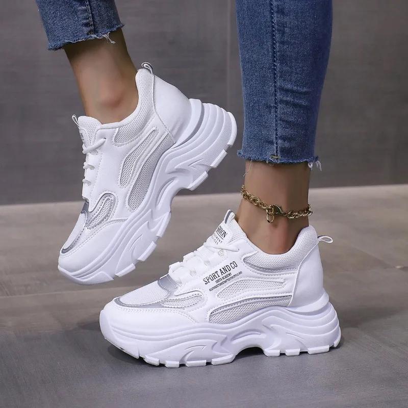 New Plus Size Casual Sporty Women's Shoes Trendy Thick Sole Soft Bottom New Spring Autumn Internal Heel Increase