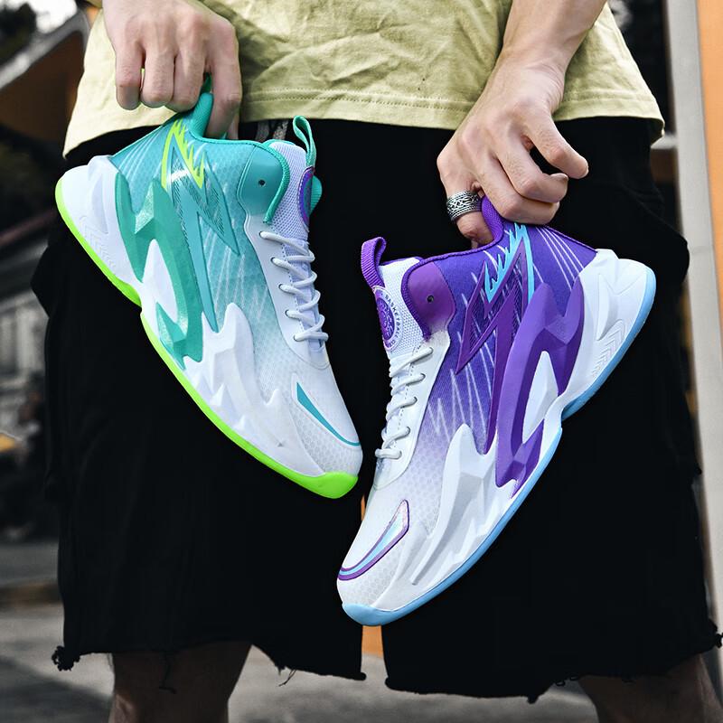 Мужские и женские баскетбольные кроссовки Putian летние сетчатые дышащие двухцветные спортивные кроссовки мандариновая утка нескользящие и износостойкие легкие студенческие 45