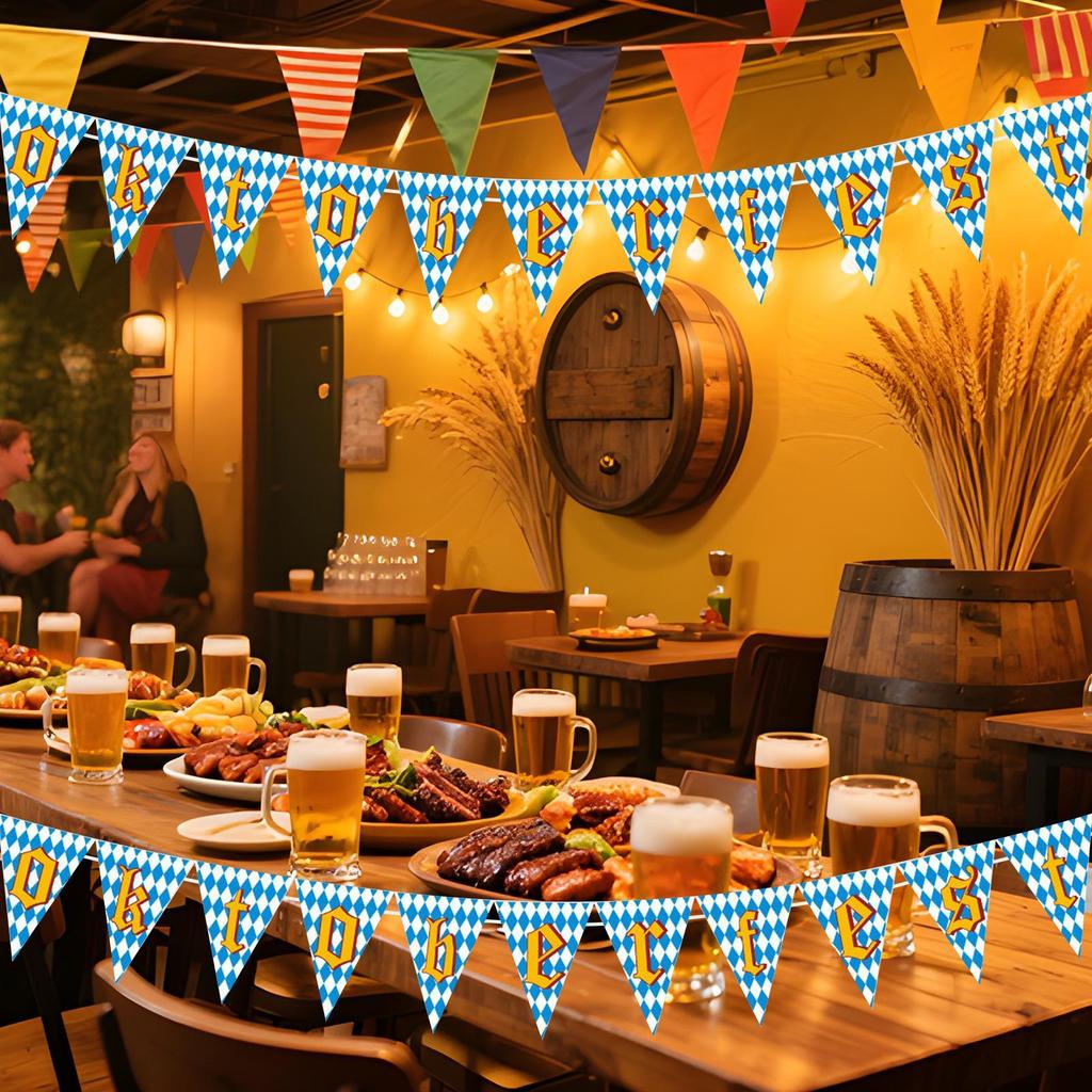 5m Oktoberfest Beer Festival Banner German Themed Pennant Bunting, Indoor Outdoor Party Decoration, Beer Celebration Photo Prop
