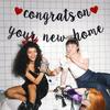 New Home New Chapter Banner, Pre-strung Congrats On Your New Home Banner, Black Glitter Housewarming Party Decorations, Home Decor