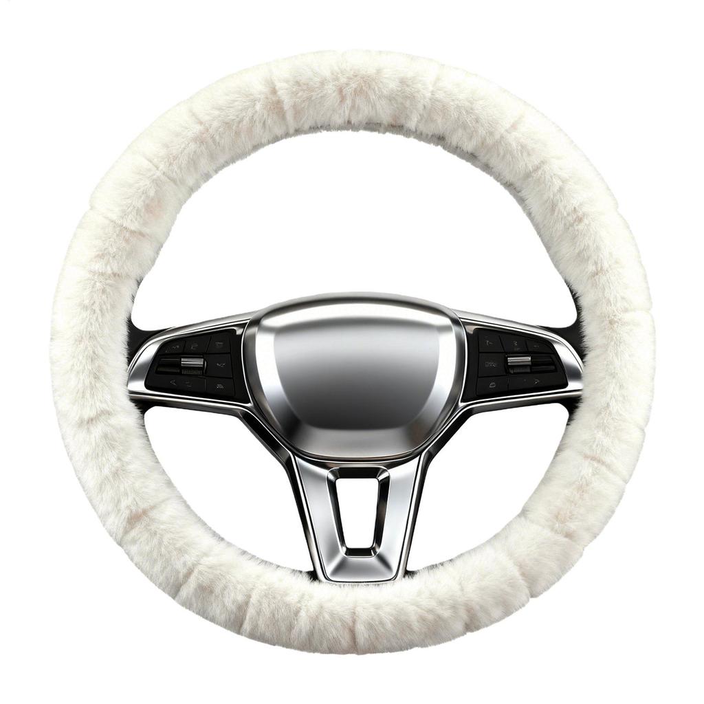 Creamy Car Steering Wheel Covers 38cm Anti-Slip Soft Warm Car Steering Wheel Cover Winter Velvet Steering Wheel Covers