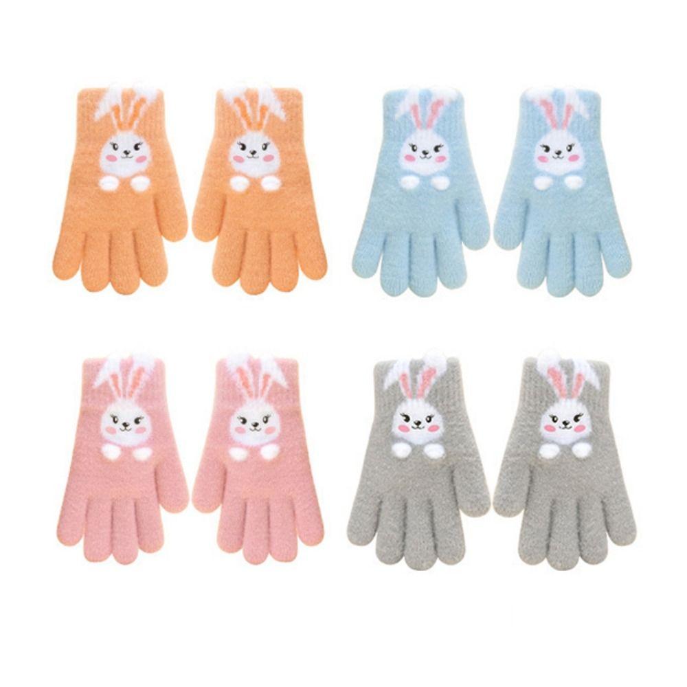 Thickened Rabbit Knitted Mittens Windproof Child Cold-Proof Gloves Winter Warm Gloves  Child
