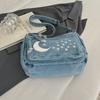 Borsa di Jeans a Spalla Singola Multi-cerniere Borsa a Tracolla Retrò Borsa per Mamma di Mezza Età