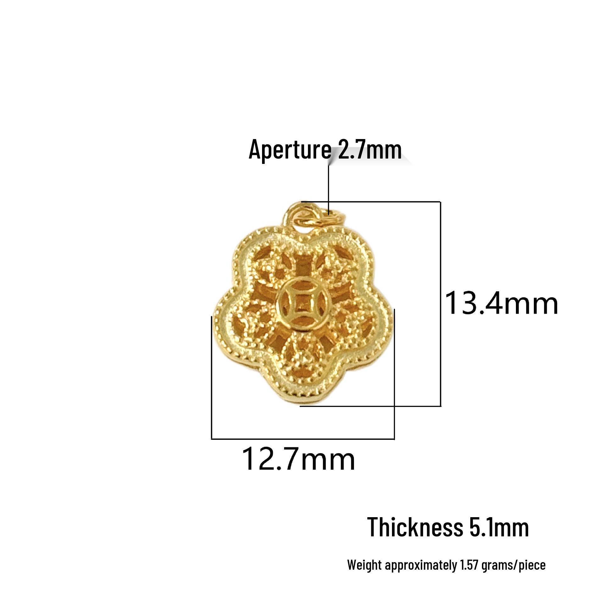 Exquisite S925 Sterling Silver Flower Pendant Necklace with Copper Coin Charm S925 Silver