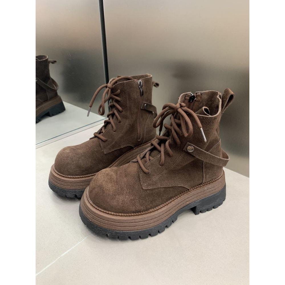 Nové dámské platformové martensky britský retro styl šněrovací kotníkové boty pohodlné ležérní pracovní boty robustní podrážka