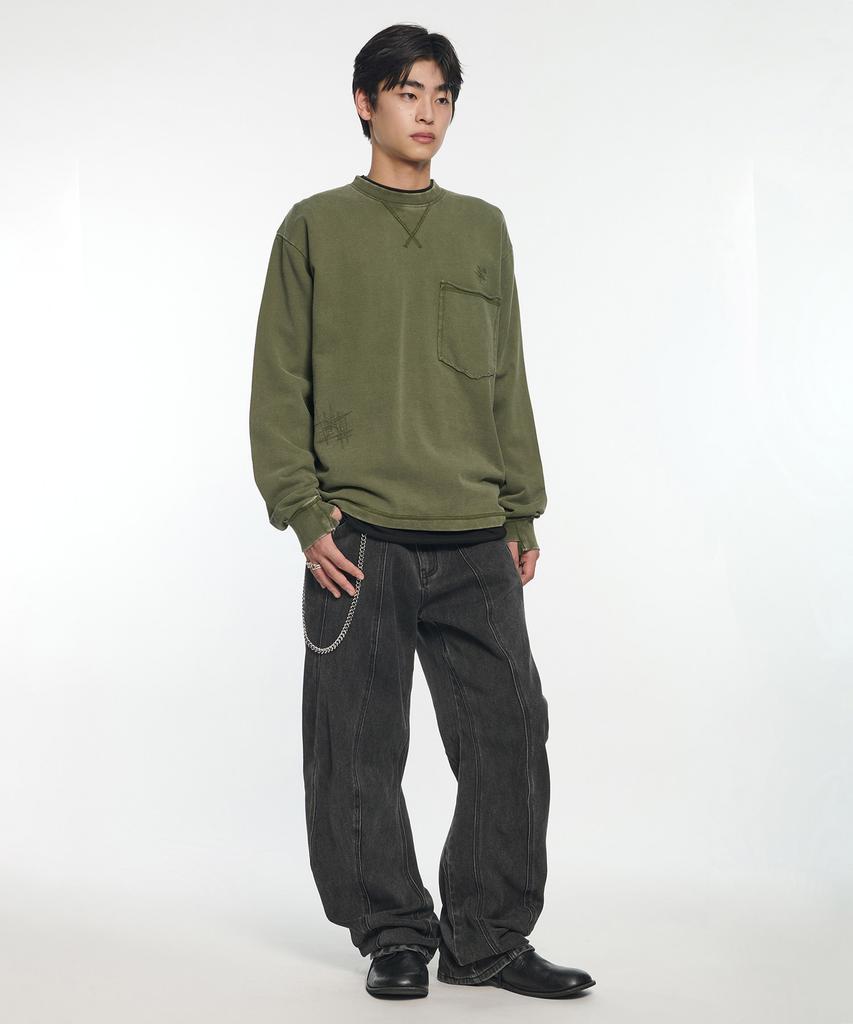 NOMANUAL Nm Neo Vintage Long Sleeve Tee - Washed Khaki