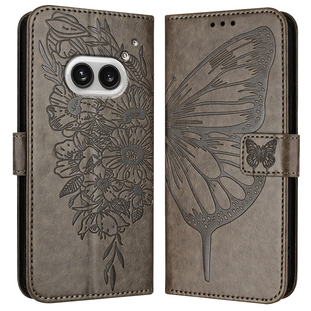 For Nothing Phone (2a) Plus/Phone (2a) Wallet Case with Wrist Strap Butterfly Imprint Leather Phone Cover