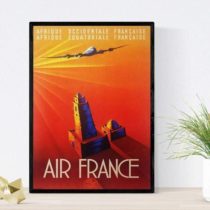 Affiche Vintage - NACNIC - Air France - Format A3 - Multicolore - Décoration Murale