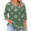 Blusa Floral Feminina Plus Size com Manga Três Quartos, Blusa Casual, Túnica de Corte Amplo para Primavera Verão, Uso Diário, Trabalho e Saídas