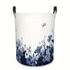 1pc Floral Botanical Pattern Foldable Circular Laundry Hamper | DOKRIY Storage Basket with Handles, Rustic Style for Clothes, Sundries, and Bathroom O
