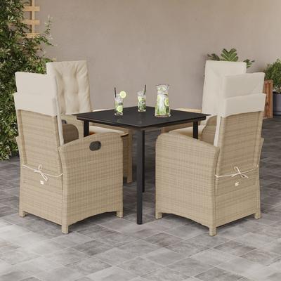 Vidaxl 5-Cz. Garden Furniture Set With Cushions, Beige, Poly Rattan
