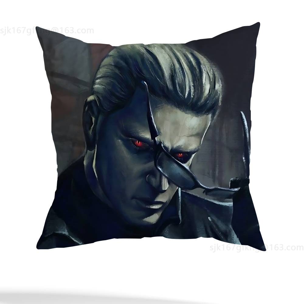 Albert Wesker Pillow Case Anti-dustmite Pillowcase Invisible zipper silky short plush Sofa cushion cover