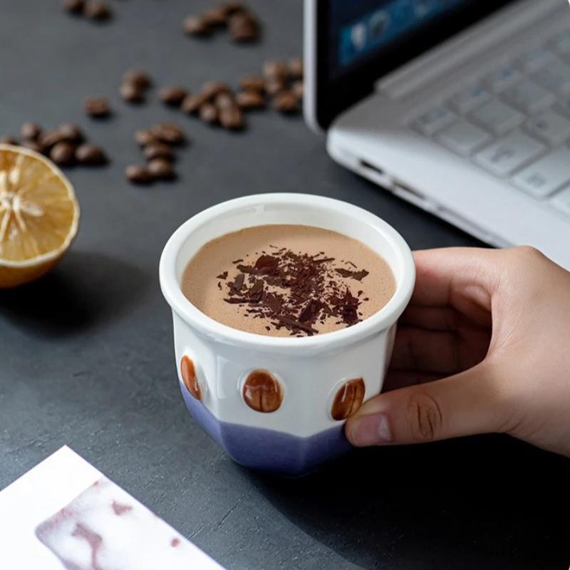 180ml Ceramic Coffee Cup Hand-held Latte Art Espresso Cup Middle Eastern Style Espresso Cup Home Coffee Teacup Coffee Lover Gift
