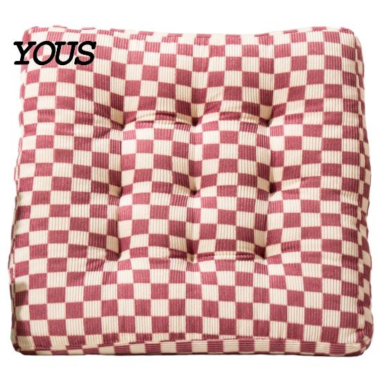 Comfortable Desk Chair Support Corduroy Square Pad, Checkerboard Office Cushion, Soft Cozy Seat Cushion for Floor, Reading Nook, Dining