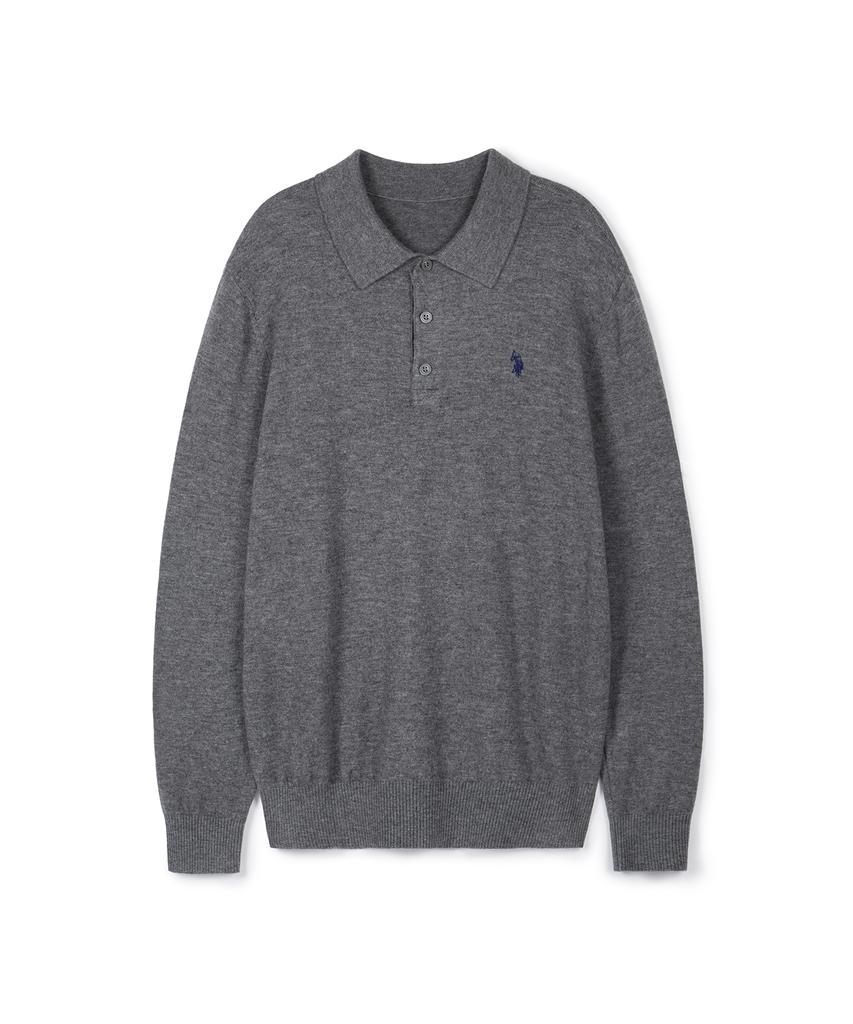 USPOLOASSN Merino Wool Collar Knit_Charcoal