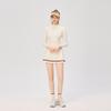 Women's Slim Fit College Style Tennis Set: Long Sleeve Top & Striped Pleated Skirt