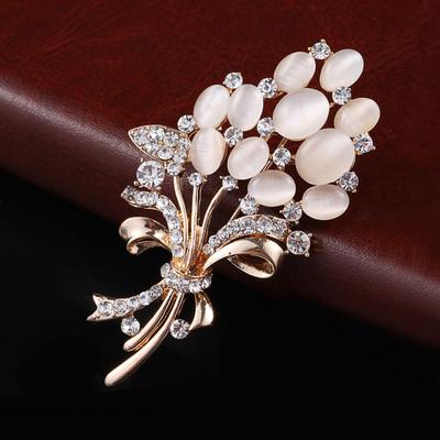 1 stk Mote Opalstein Blomst Brosjenål Klesstilbehør Bursdagsgave Brosjer For Kvinner Rhinestone Brosjenål-6691