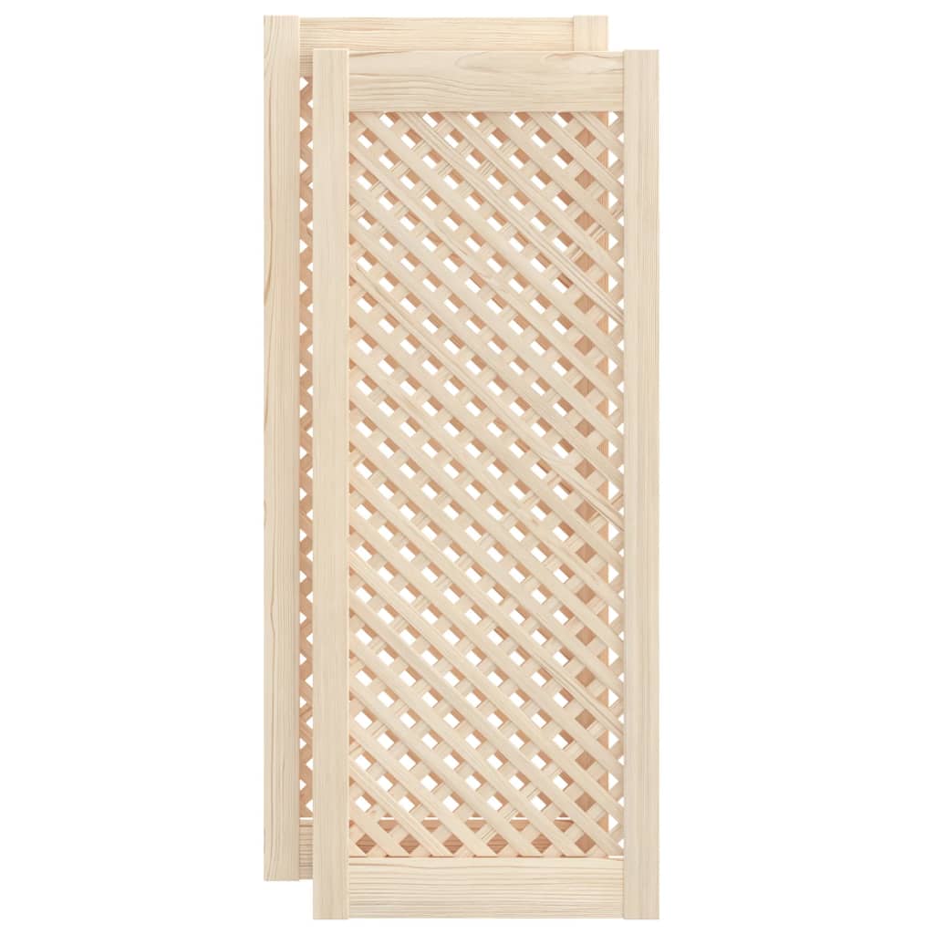 Cabinet Doors 2 Pcs. Grid Design 39.5 X 99 Cm Solid Pine Wood